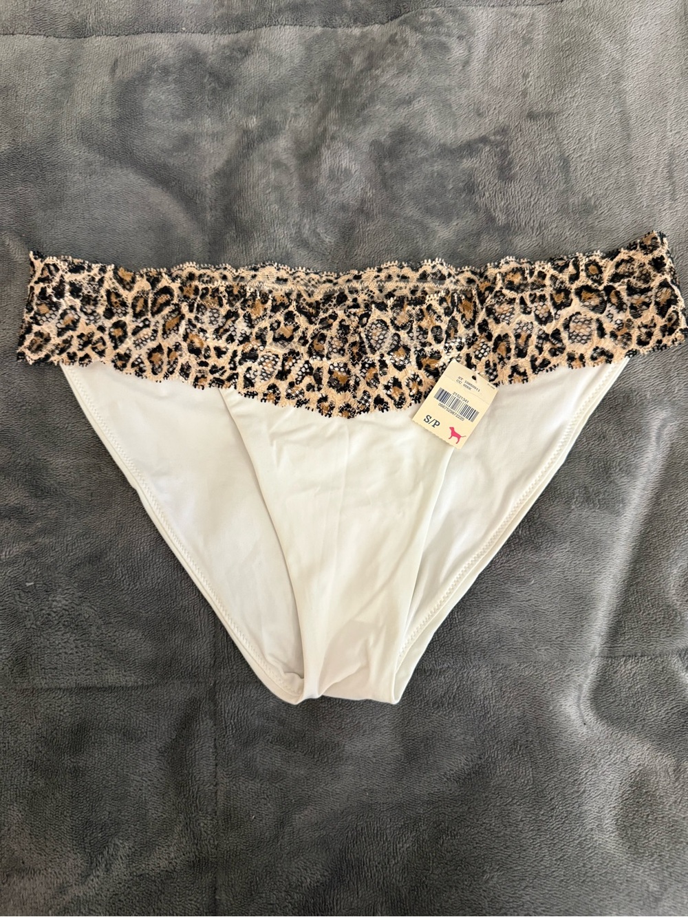 Victoria’s Secret PinkLeopard Lace Waist Bikini Briefs - White